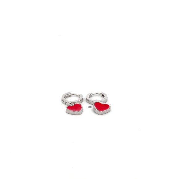 Unbranded Jewelry - 925 Sterling Silver Hoops Earrings Dangle Heart